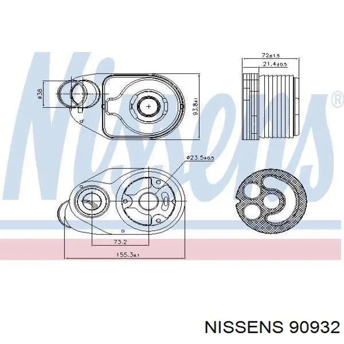 90932 Nissens radiador de aceite, bajo de filtro