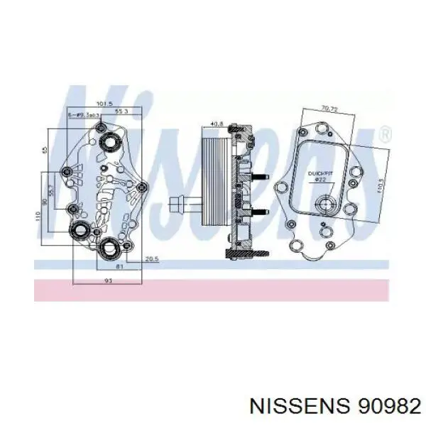 90982 Nissens radiador de aceite