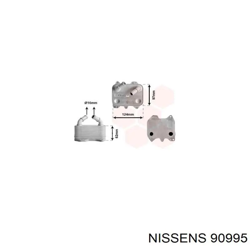 90995 Nissens radiador de aceite, bajo de filtro