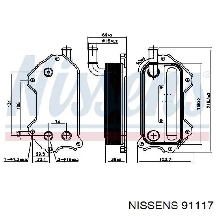 91117 Nissens radiador de aceite