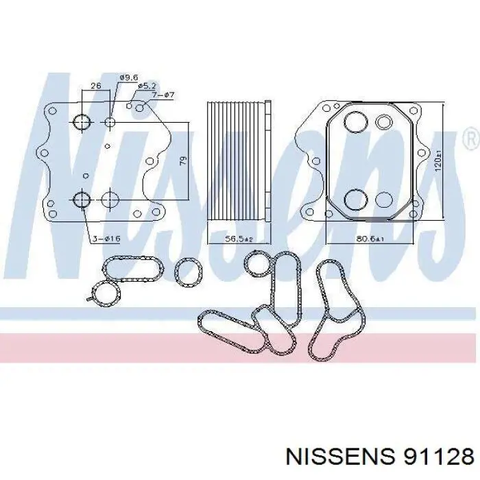 91128 Nissens radiador de aceite, bajo de filtro