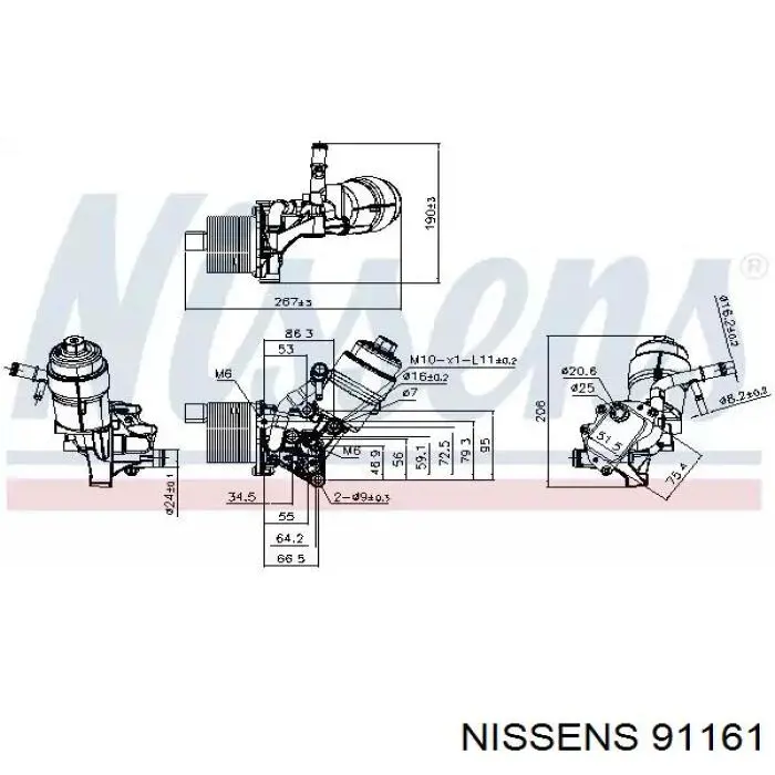 91161 Nissens caja, filtro de aceite