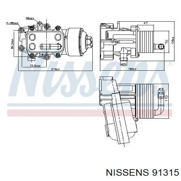 Portafiltro de aceite Nissens 91315 precio, desde 91,25 EUR