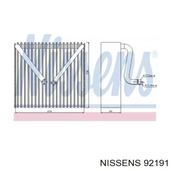 92191 Nissens evaporador, aire acondicionado