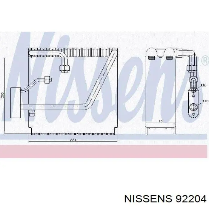 92204 Nissens evaporador, aire acondicionado