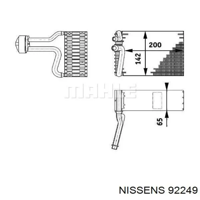 92249 Nissens evaporador, aire acondicionado