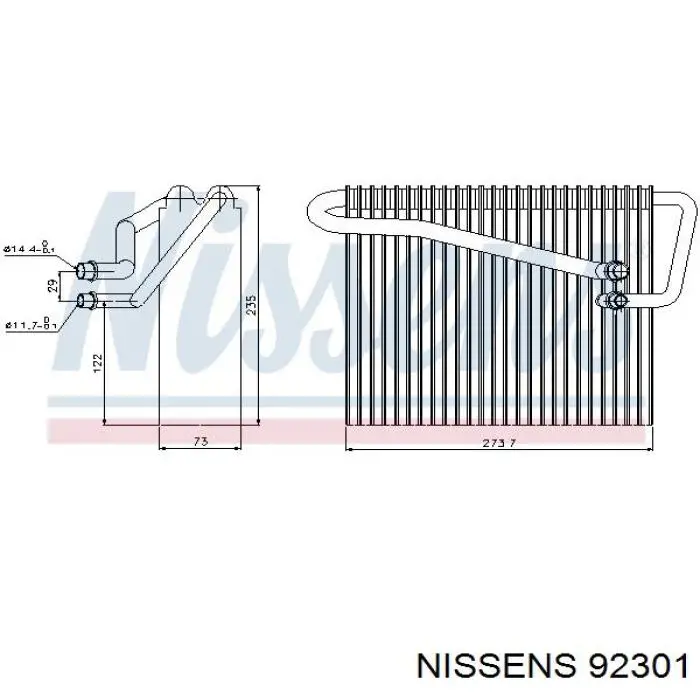 92301 Nissens evaporador, aire acondicionado