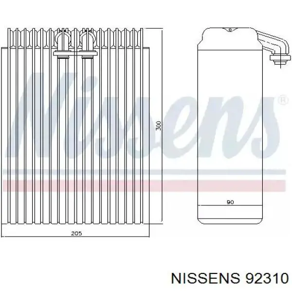 Evaporador de aire acondicionado 92310 Nissens