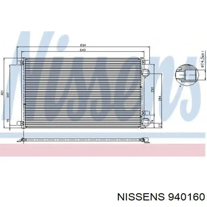 Condensador aire acondicionado 940160 Nissens