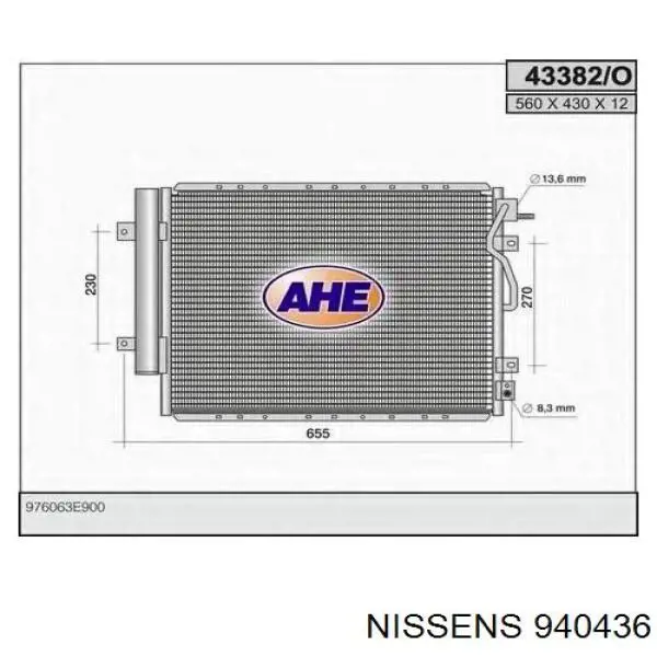 Condensador aire acondicionado 940436 Nissens