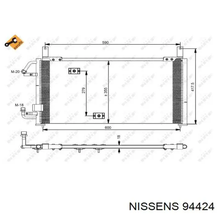 94424 Nissens condensador aire acondicionado