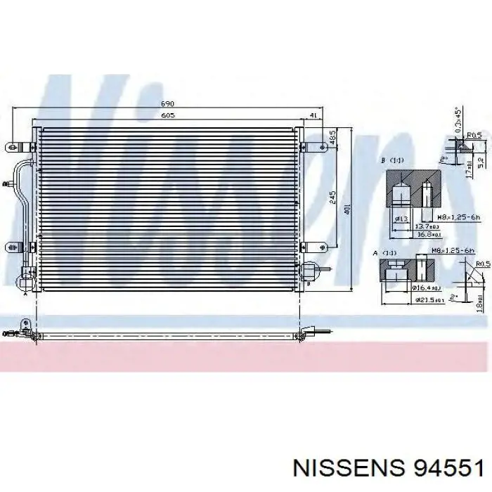 Condensador aire acondicionado 94551 Nissens