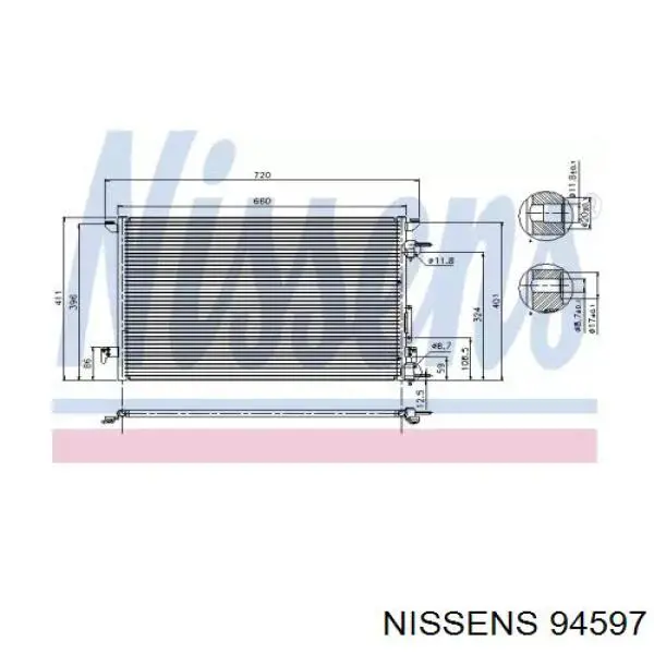 94597 Nissens Radiador de aire acondicionado