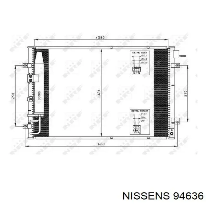 Condensador aire acondicionado 94636 Nissens