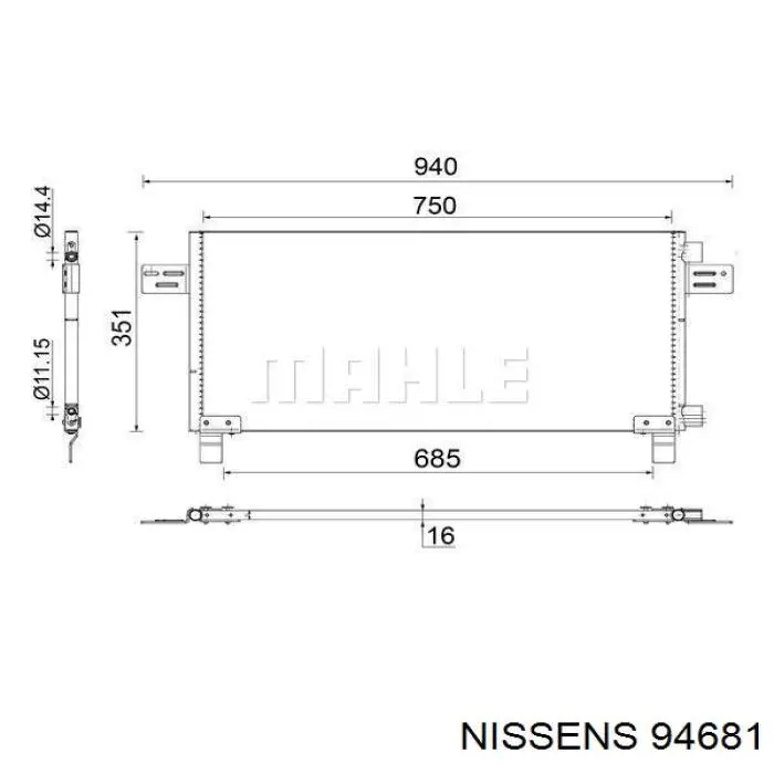 Comprar 94681 Nissens Condensador de aire acondicionado