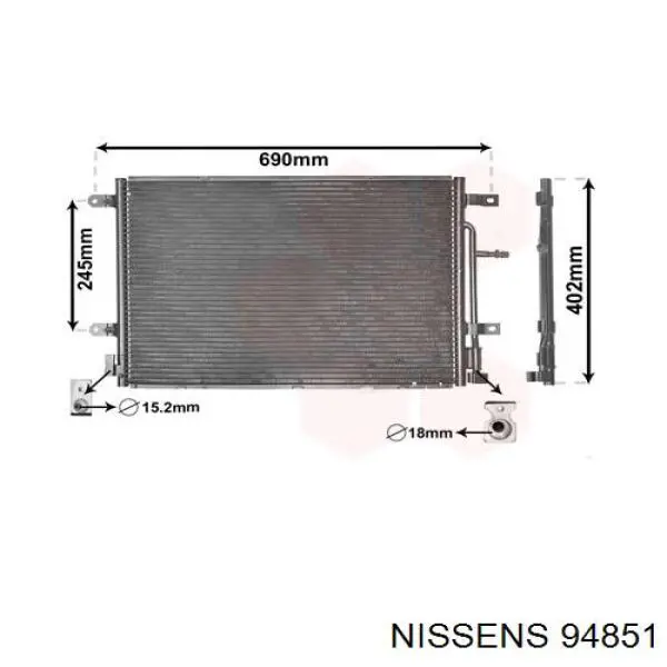 Condensador aire acondicionado 94851 Nissens