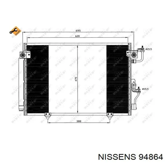 Condensador aire acondicionado 94864 Nissens