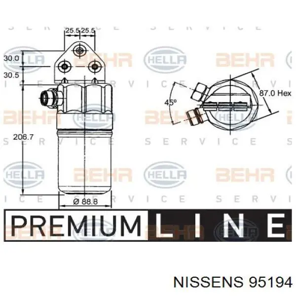 95194 Nissens Filtro deshidratante aire acondicionado