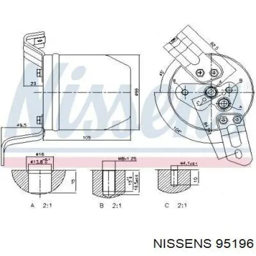 95196 Nissens receptor-secador del aire acondicionado