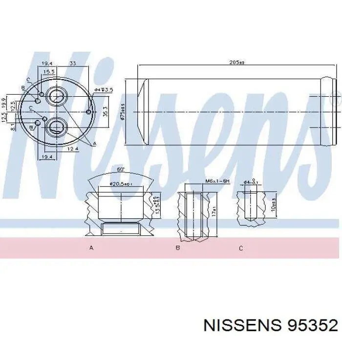 Receptor-secador del aire acondicionado Nissens 95352
