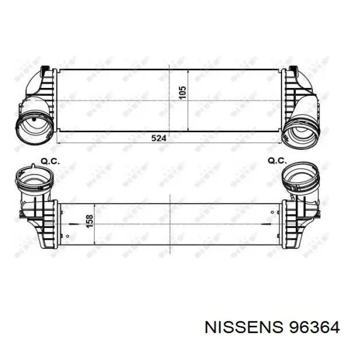 96364 Nissens radiador de aire de admisión