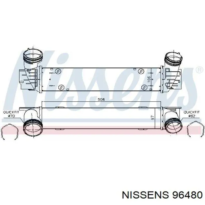 96480 Nissens Radiador de intercooler