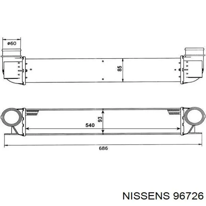 Radiador de aire de admisión Nissens 96726 precio, desde 63,52 EUR