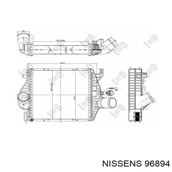 96894 Nissens radiador de aire de admisión