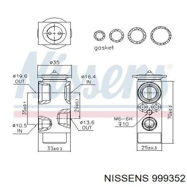 999352 Nissens válvula de expansión, aire acondicionado