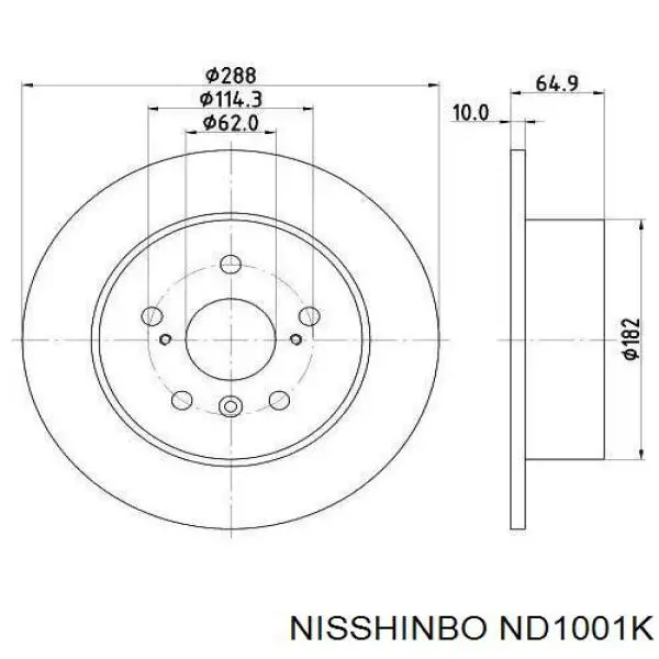 ND1001K Nisshinbo disco de freno trasero