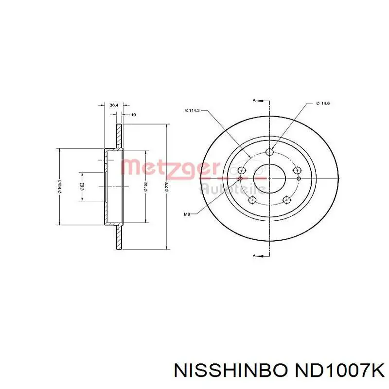 Disco de freno trasero Toyota Auris E15