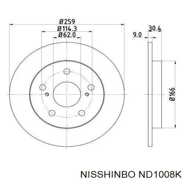 ND1008K Nisshinbo disco de freno trasero