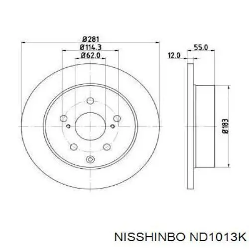 ND1013K Nisshinbo disco de freno trasero