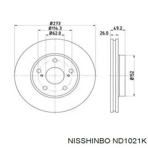 ND1021K Nisshinbo disco de freno delantero