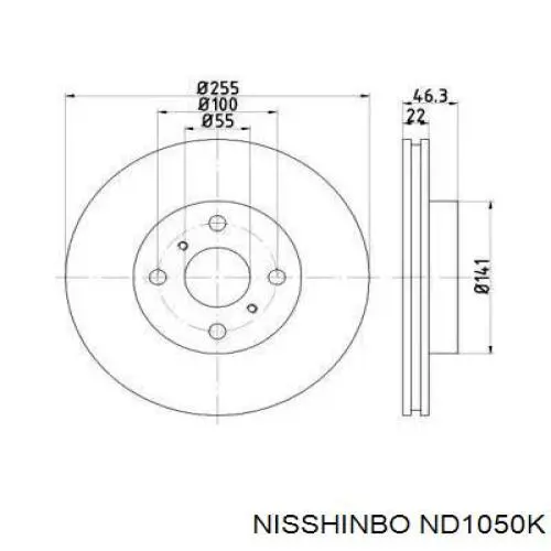 ND1050K Nisshinbo disco de freno delantero