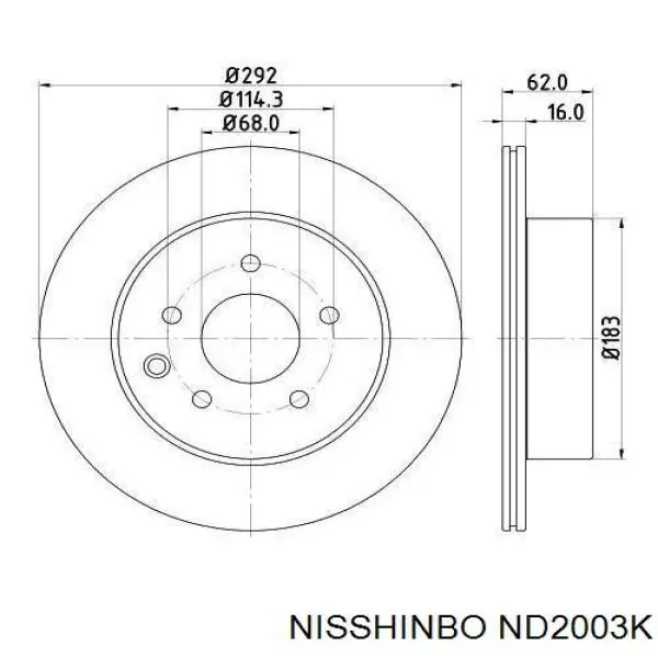 ND2003K Nisshinbo disco de freno trasero