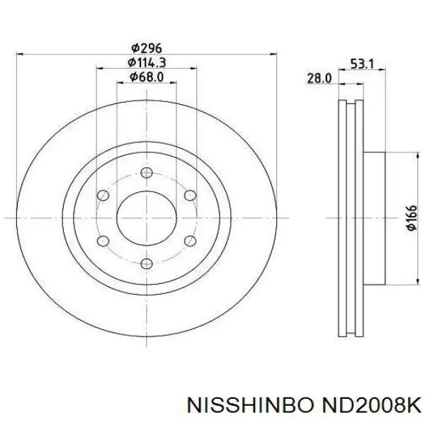 ND2008K Nisshinbo disco de freno delantero