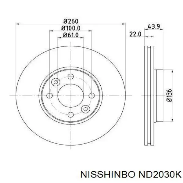 ND2030K Nisshinbo disco de freno delantero