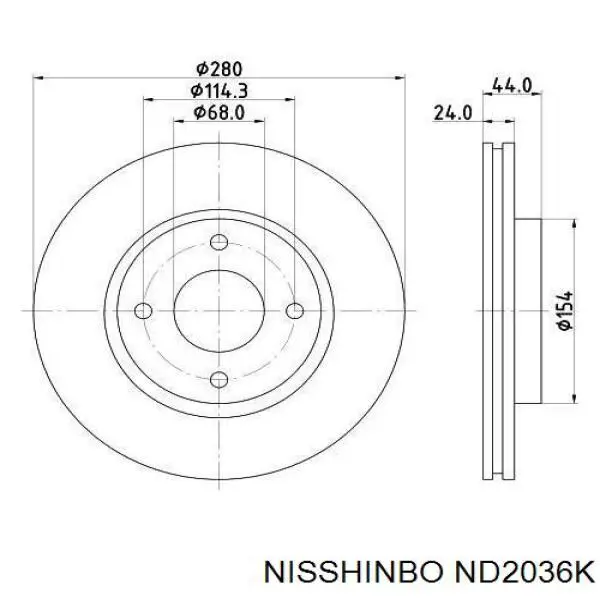 ND2036K Nisshinbo freno de disco delantero