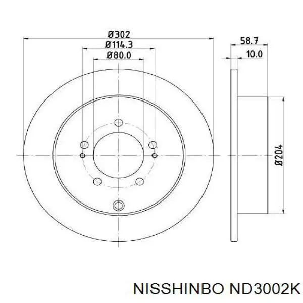 ND3002K Nisshinbo disco de freno trasero