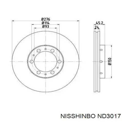 ND3017 Nisshinbo freno de disco delantero