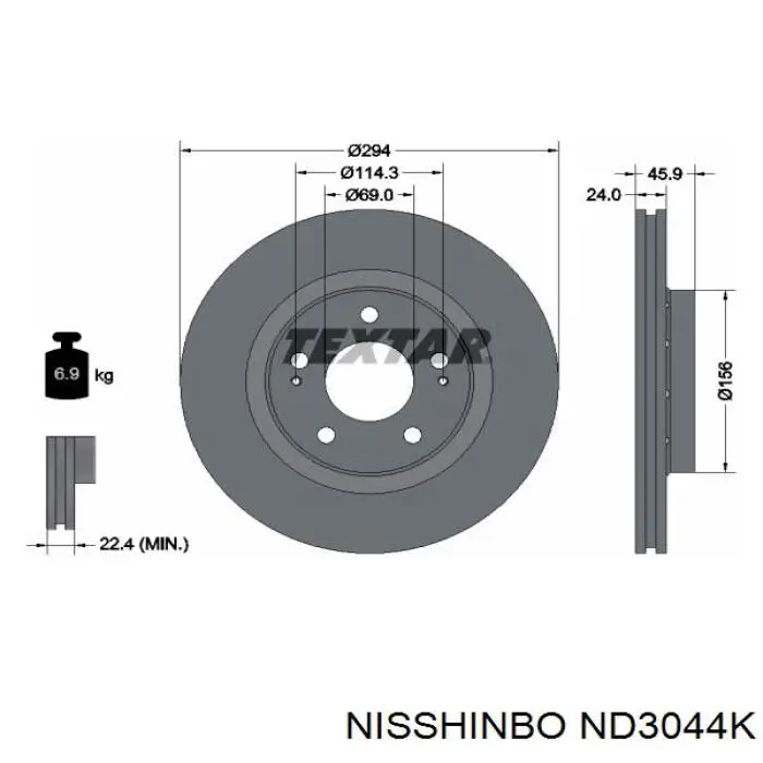 ND3044K Nisshinbo freno de disco delantero