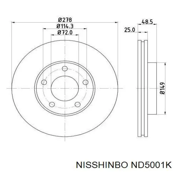 ND5001K Nisshinbo disco de freno delantero