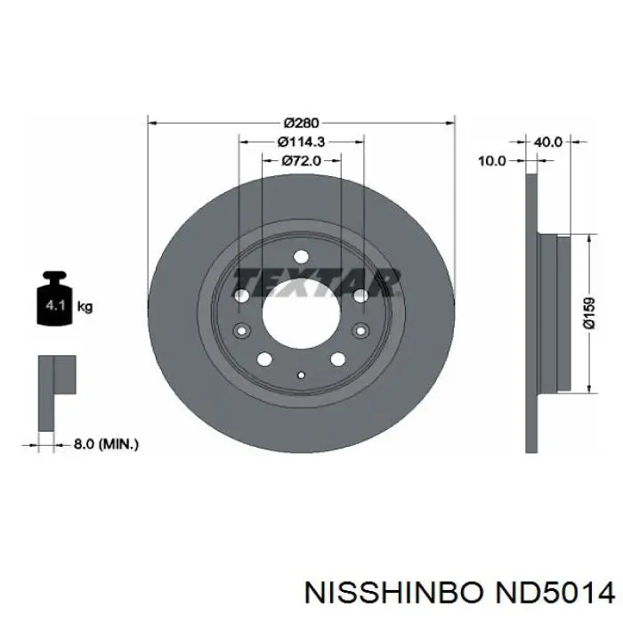 ND5014 Nisshinbo disco de freno trasero