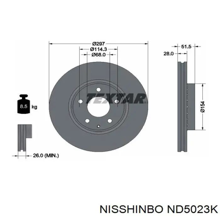 ND5023K Nisshinbo freno de disco delantero