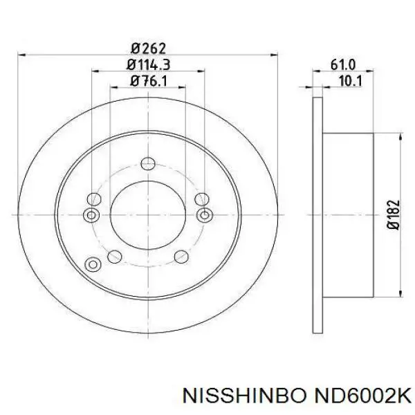 ND6002K Nisshinbo disco de freno trasero