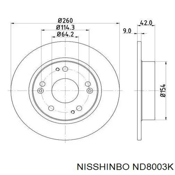 ND8003K Nisshinbo disco de freno trasero