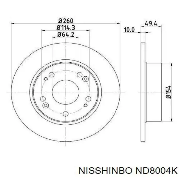 ND8004K Nisshinbo disco de freno trasero