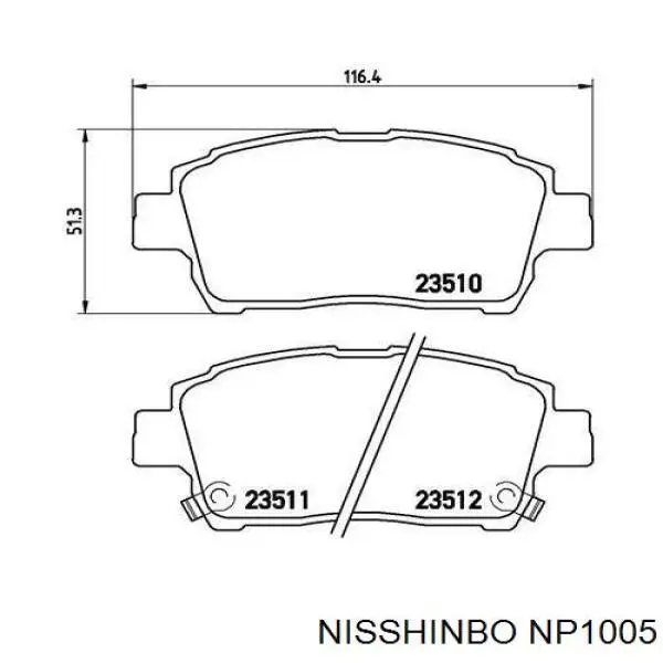 NP1005 Nisshinbo pastillas de freno delanteras