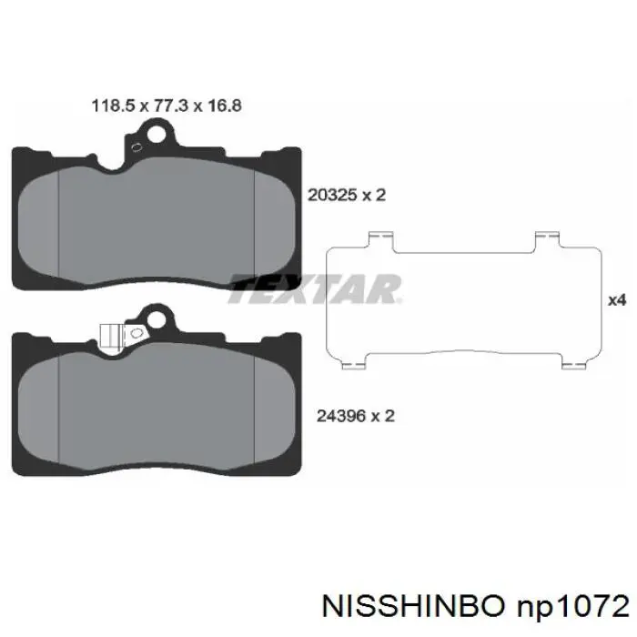Pastillas de freno delanteras NISSHINBO NP1072